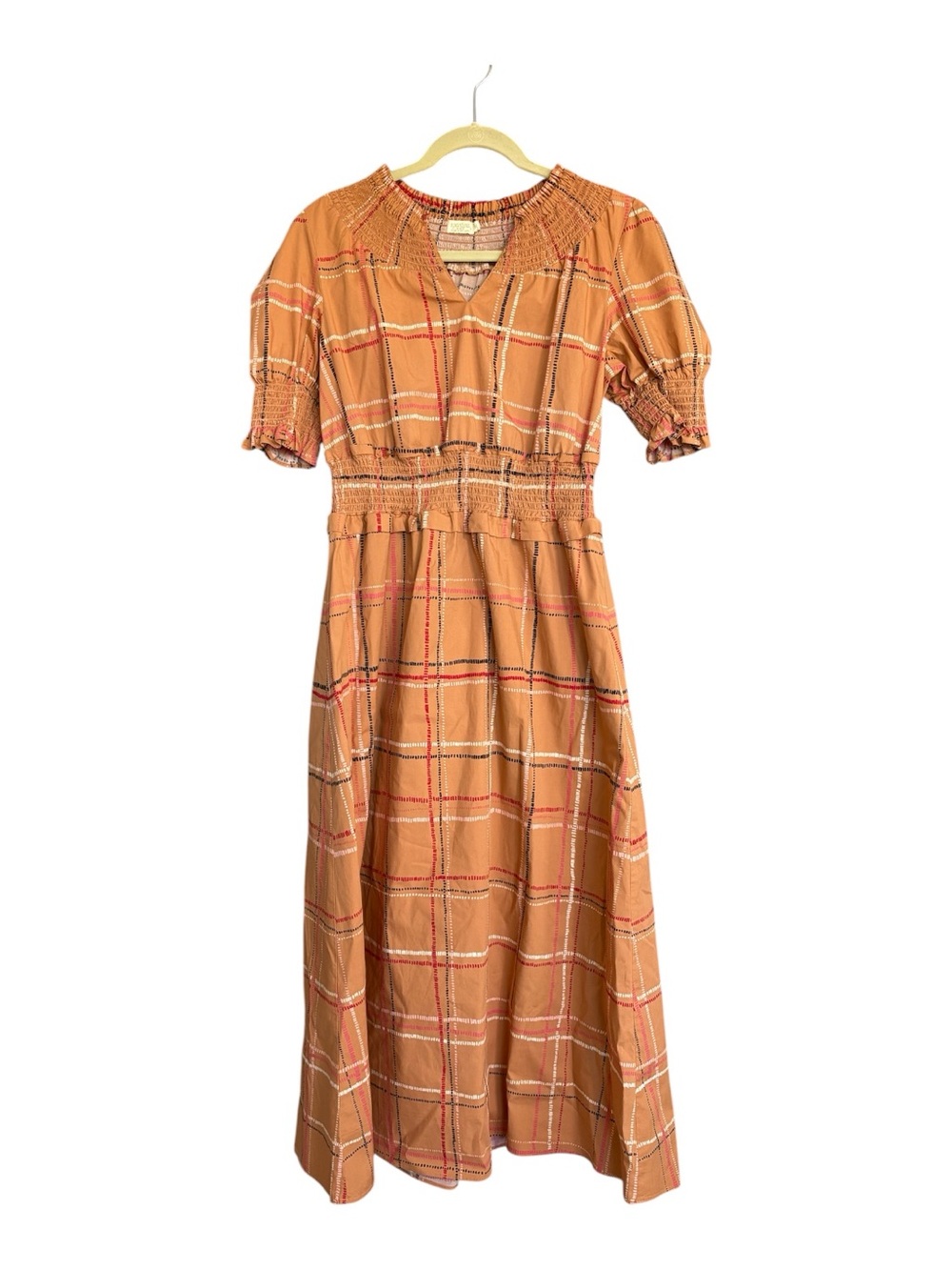 Spartina 449 Plaid Smocked Midi Dress Size M Summer Brunch Garden Cottagecore - Picture 3 of 7